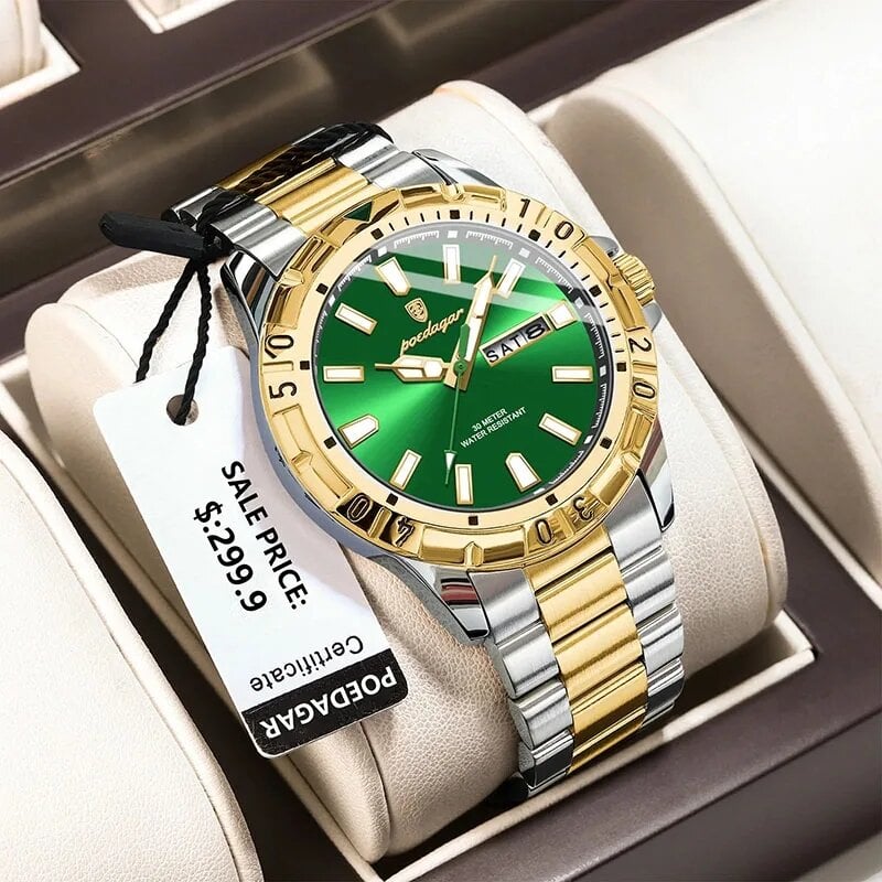 Picture of POEDAGAR 959 Luxury Quartz Man Watch Waterproof Luminous Date Week Men Watch Military Stainless Steel Men's Watches Sport Male Clock
