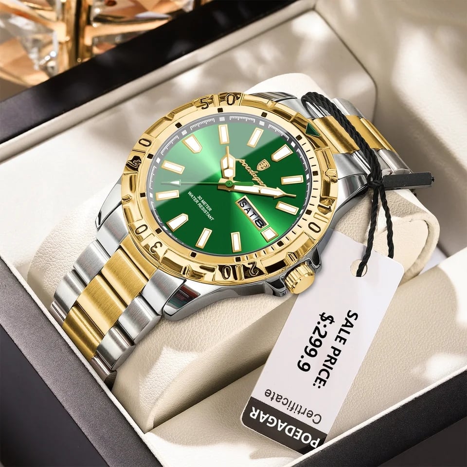 Picture of POEDAGAR 959 Luxury Quartz Man Watch Waterproof Luminous Date Week Men Watch Military Stainless Steel Men's Watches Sport Male Clock