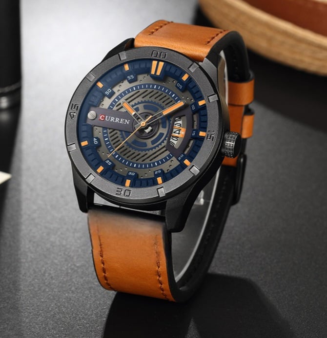 Picture of Curren 8301 - Leather Analog Clock for Men -Classic Blue Timepiece, Perfect for Every Stylish Man's Wardrobe - High Quality
