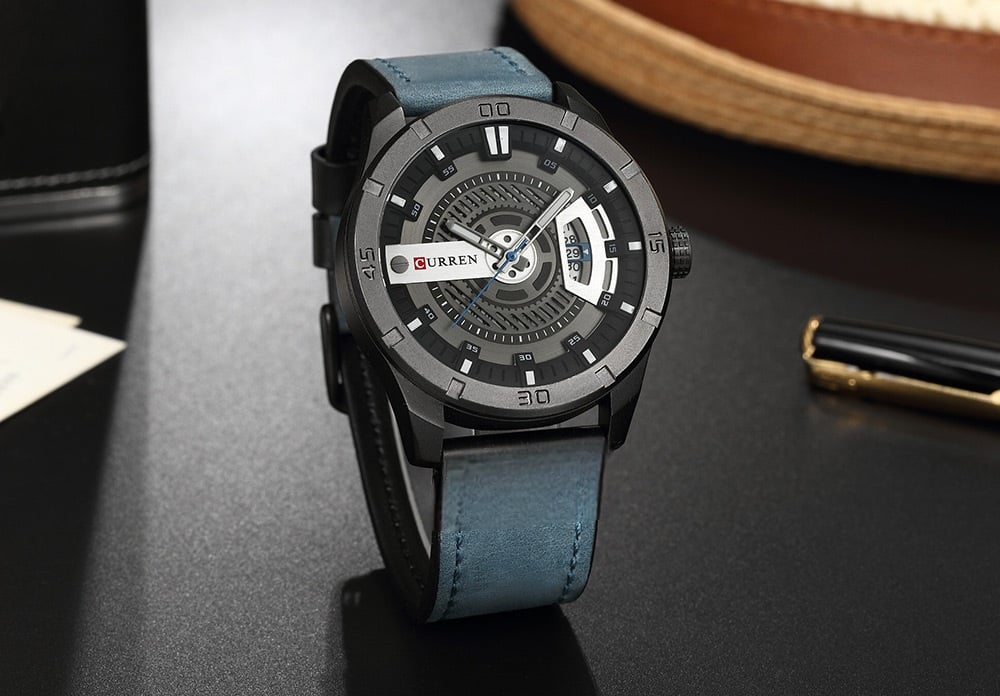 Picture of Curren 8301 - Leather Analog Clock for Men -Classic Blue Timepiece, Perfect for Every Stylish Man's Wardrobe - High Quality
