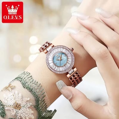 Picture of OLEVS 9959 Original Elegant Quartz Woman Watch Top Brand Waterproof Watch For Women Stainless Steel Luxury Diamond Hand Clock