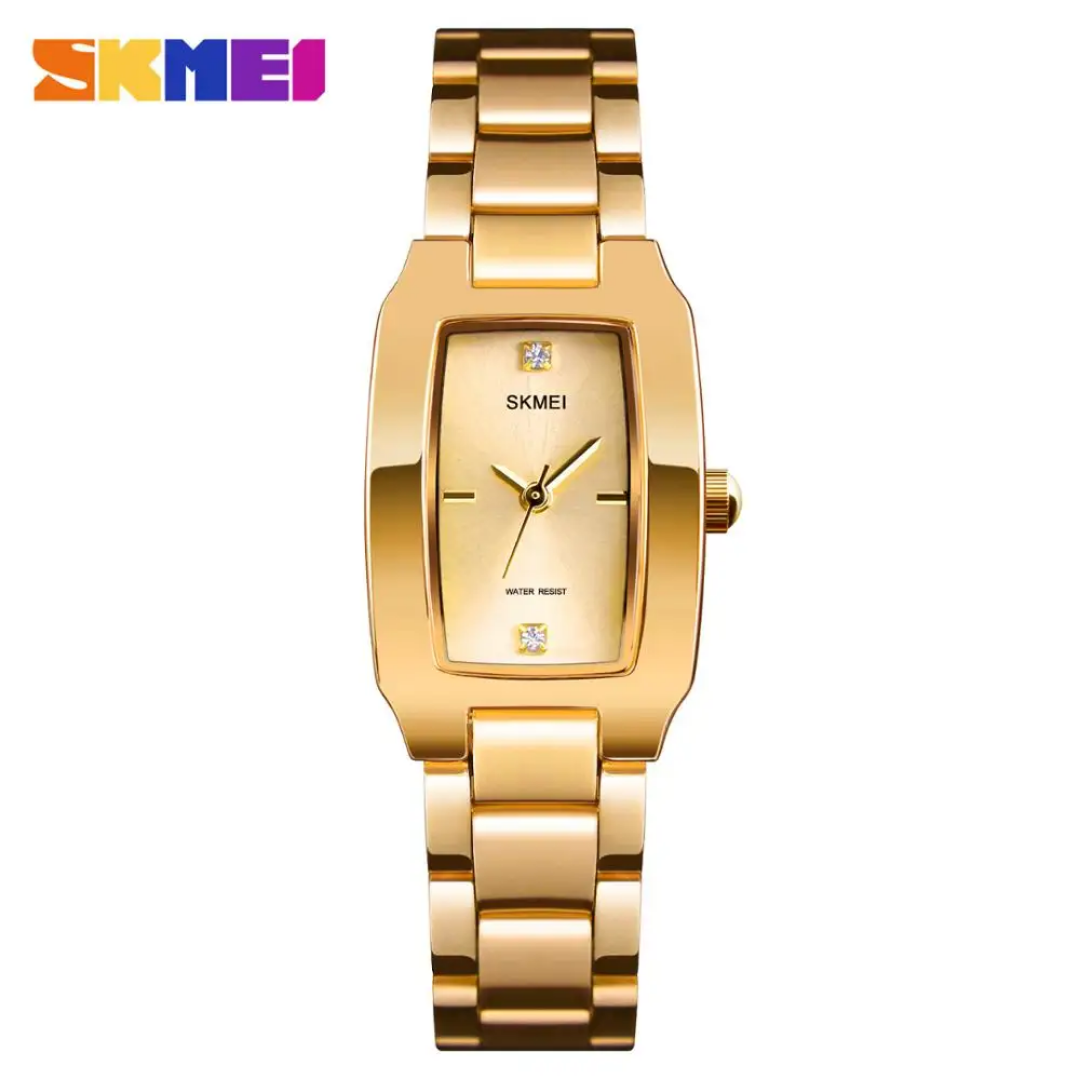 Picture of SKMEI 1400 Top Brand Luxury Women Quartz Watch With Rose Gold Silver Black Color Simple Waterproof Full Stainless Steel Watches