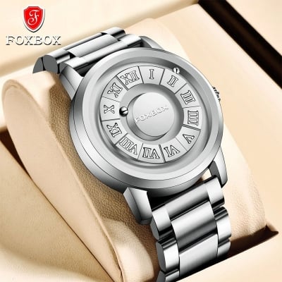 Picture of FOXBOX-Men's stainless steel waterproof quartz watch, creative band, scroll beads, magnetic force, watch, brand