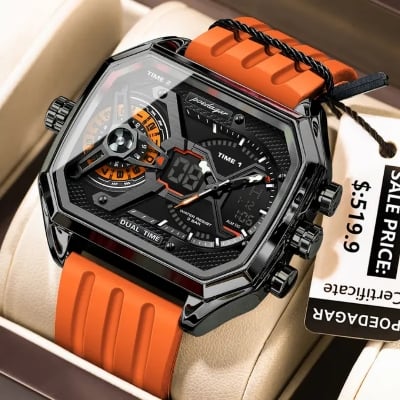 Picture of Poedagar E106 Multifunctional Silicone Chronograph Relojes Waterproof Luminous Quartz Digital Watch for Men