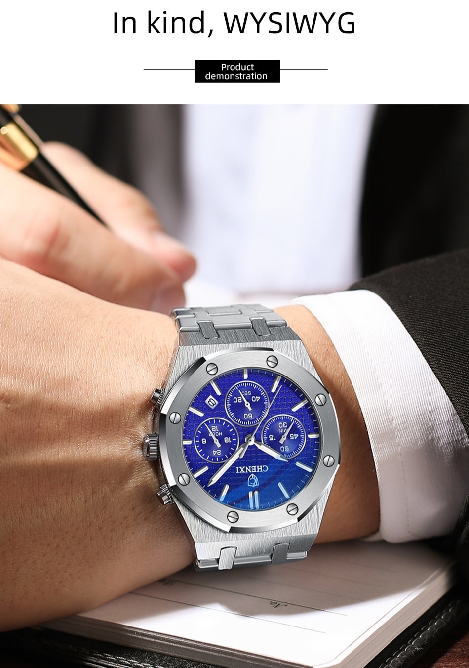 Picture of Chenxi 948 Luxury Business CHENXI Man Watch High Quality Chronograph Moon Phase Quartz Watches Original Waterproof Clock Male