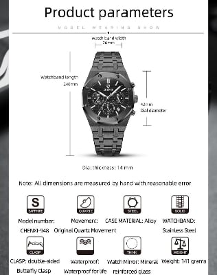 Picture of Chenxi 948 Luxury Business CHENXI Man Watch High Quality Chronograph Moon Phase Quartz Watches Original Waterproof Clock Male