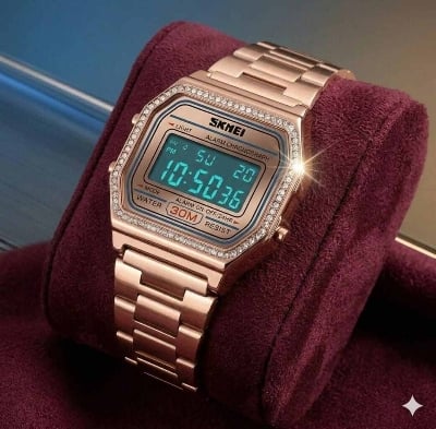 Picture of SKMEI 1474 Luxury Brand Women Digital Watches Waterproof Week Display LED Chrono Stainless Steel Female Wristwatch Relogio Feminino
