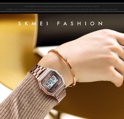 Picture of SKMEI 1474 Luxury Brand Women Digital Watches Waterproof Week Display LED Chrono Stainless Steel Female Wristwatch Relogio Feminino