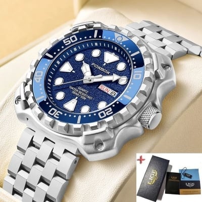 Picture of FOXBOX Luxury Luminous Men’s Watch – Waterproof Sport Calendar-Silver Blue