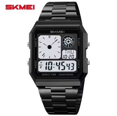 Picture of SKMEI 2353 World Digital Electronic Watch For Men Women Waterproof Outdoor Sport Stainless Steel Strip Wristwatches Reloj Hombre