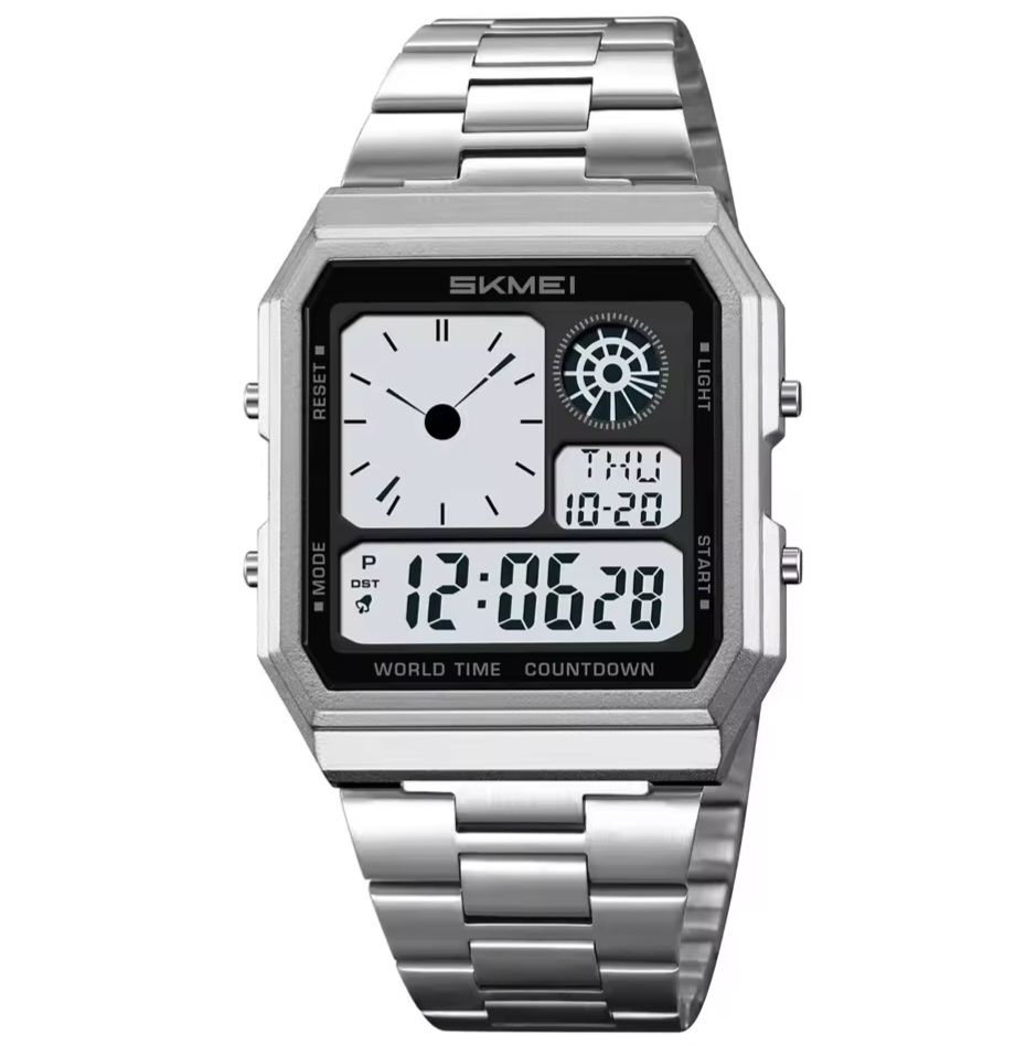 Picture of SKMEI 2353 World Digital Electronic Watch For Men Women Waterproof Outdoor Sport Stainless Steel Strip Wristwatches Reloj Hombre