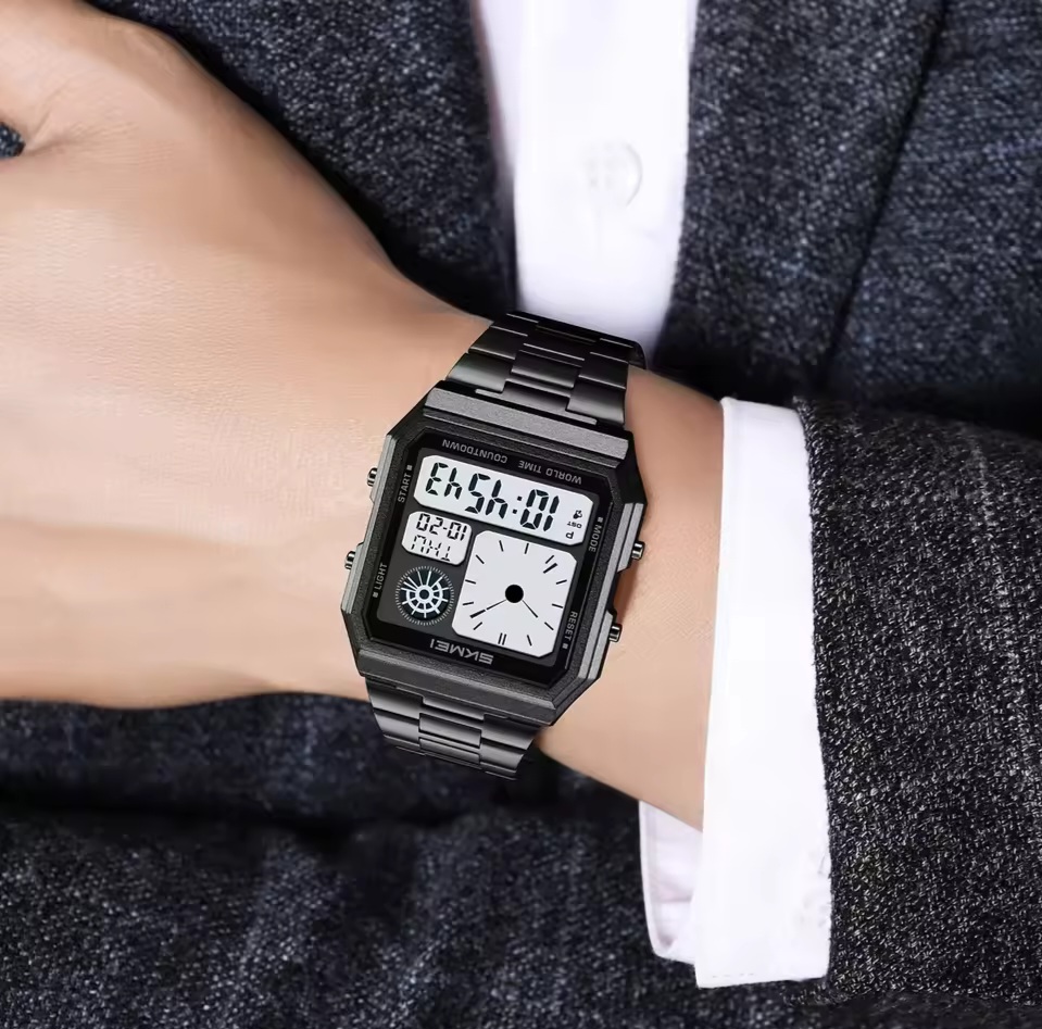 Picture of SKMEI 2353 World Digital Electronic Watch For Men Women Waterproof Outdoor Sport Stainless Steel Strip Wristwatches Reloj Hombre