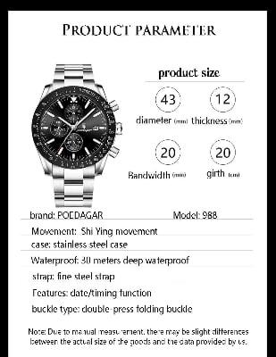 Picture of POEDAGAR Blue Men’s Watches Top Brand Luxury Chronograph Watch