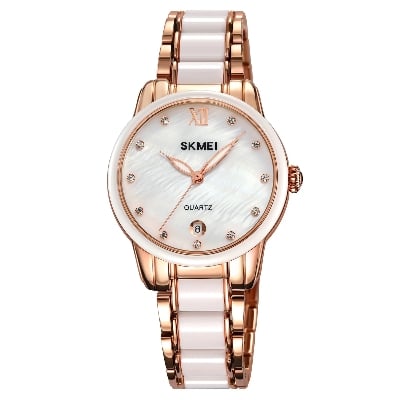 Picture of SKMEI 2175  WOMEN CERAMIC ALLOY LUXURY FASHION WATERPROOF WATCH-Rose Gold