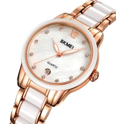 Picture of SKMEI 2175  WOMEN CERAMIC ALLOY LUXURY FASHION WATERPROOF WATCH-Rose Gold