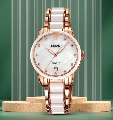 Picture of SKMEI 2175  WOMEN CERAMIC ALLOY LUXURY FASHION WATERPROOF WATCH-Rose Gold