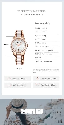 Picture of SKMEI 2175  WOMEN CERAMIC ALLOY LUXURY FASHION WATERPROOF WATCH-Rose Gold