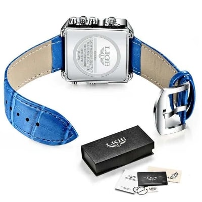 Picture of LIGE 8925C Double Quartz Movement Square Wrist Watches for men with brand box-Brown