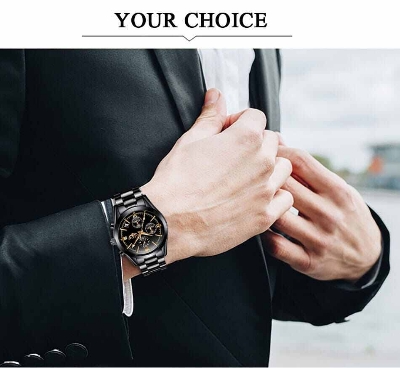 Picture of Splendid Versatile -LIGE LG9839 Luxury Men's Black Chronograph active waterproof stainless steel watch for mens- Avant-garde-Black