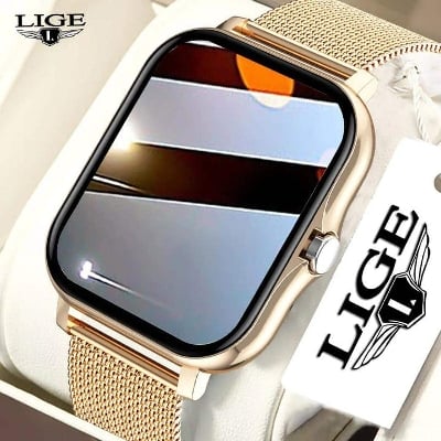 Picture of LIGE Y13 UPDATE VERSION Unisex Bluetooth Answer Call Smart Watch For men's and Women's 1.69" Full Touch Dial Call Fitness Tracker Smartwatch For Men and Women with extra Silicon strap-Gold