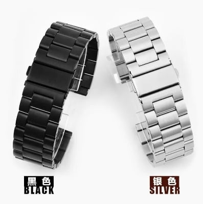 Picture of 20mm Stainless Steel Metal Wrist Band Strap-Black/SILVER-Black