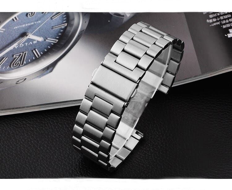 Picture of 20mm Stainless Steel Metal Wrist Band Strap-Black/SILVER-Black