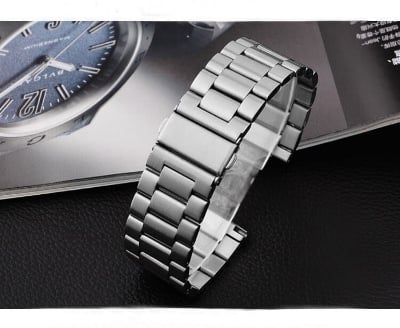 Picture of 20mm Stainless Steel Metal Wrist Band Strap-Black/SILVER-Black