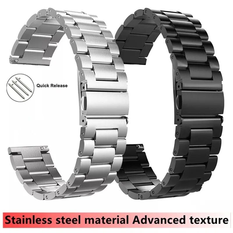 Picture of 20mm Stainless Steel Metal Wrist Band Strap-Black/SILVER-Black