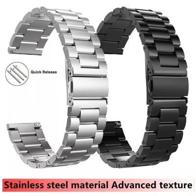 Picture of 20mm Stainless Steel Metal Wrist Band Strap-Black/SILVER-Black