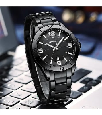 Picture of CRRJU 5003  Mens Watches Top Brand Luxury numbers silver blue Watch Men Waterproof Male black / silver blue  Watches Stainless Relogio Masculino-Silver
