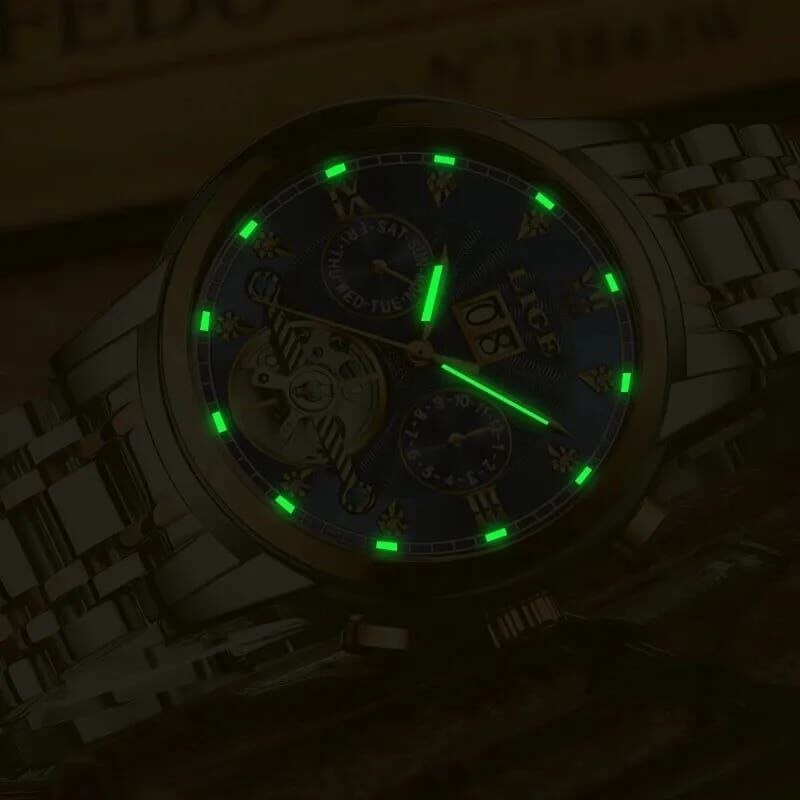 Picture of LIGE 9841 Mens Watches Top Brand Luxury Automatic Mechanical Watch Men Full Steel Business Waterproof Sport Watches-Blue