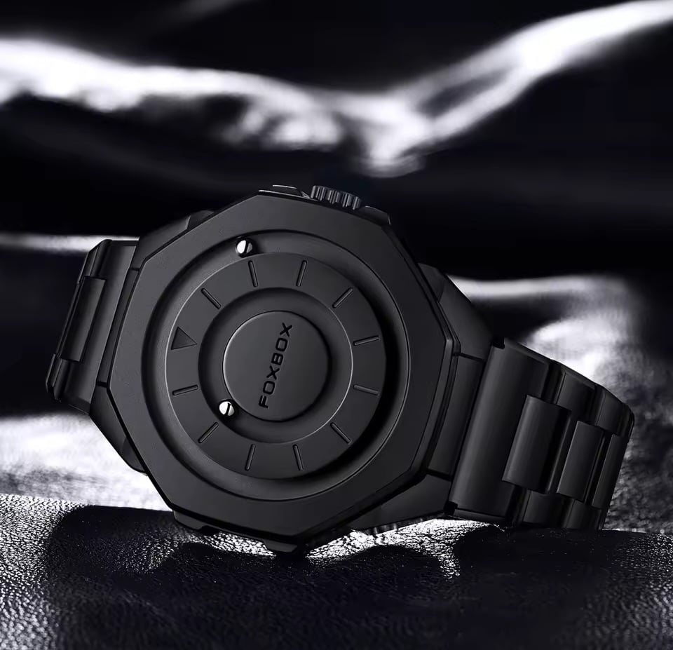 Picture of FOXBOX 2025 FB0075 New Fashion Watches Men Creative Stainless steel Quartz Mens Watch Casual Waterproof Luxury Wristwatch magnetic force,-Black