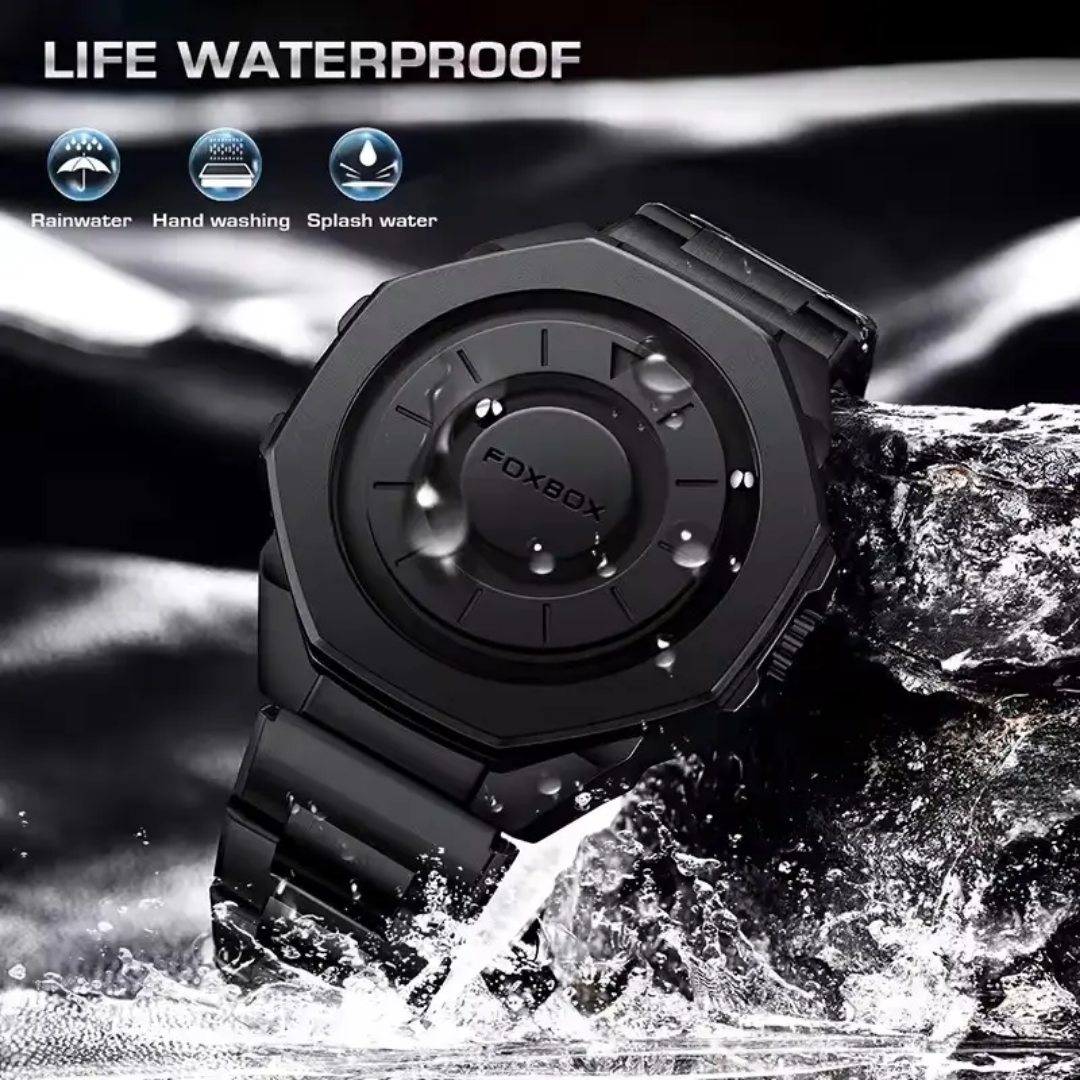 Picture of FOXBOX 2025 FB0075 New Fashion Watches Men Creative Stainless steel Quartz Mens Watch Casual Waterproof Luxury Wristwatch magnetic force,-Black