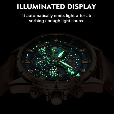 Picture of LIGE 89107 Mens Watch Business Male Quartz Wristwatch Leather Waterproof Luminous Date Clock Luxury Casual Watches Men Chronograph-Gold