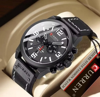 Picture of Curren 8314 Fashion Classic Black White Chronograph Watch for Men-Black