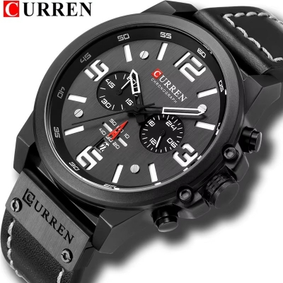 Picture of Curren 8314 Fashion Classic Black White Chronograph Watch for Men-Black