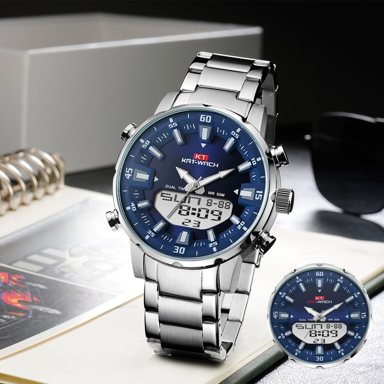 Picture of KAT-WATCH Electronic Digital Sports Watches Count Down Stopwatch Clock Waterproof Watch-Silver