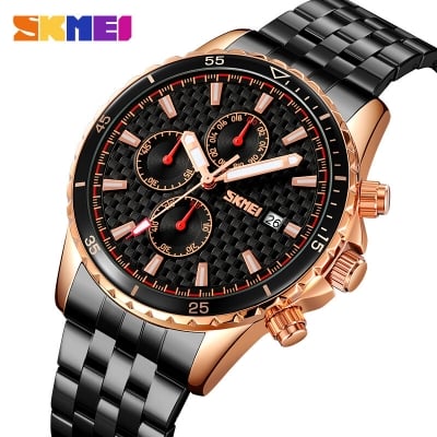 Picture of SKMEI 9334 Men Quartz Watches Classic Stopwatch Business Male Calendar Steel Watches-Black Gold