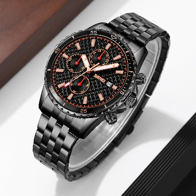 Picture of SKMEI 9334 Men Quartz Watches Classic Stopwatch Business Male Calendar Steel Watches-Black Gold