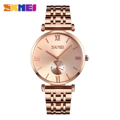 Picture of SKMEI 9198 Fashion Quartz Watch Stainless Steel Women's Bracelet Fashion  Watch Waterproof Wristwatch Clock-Rose Gold