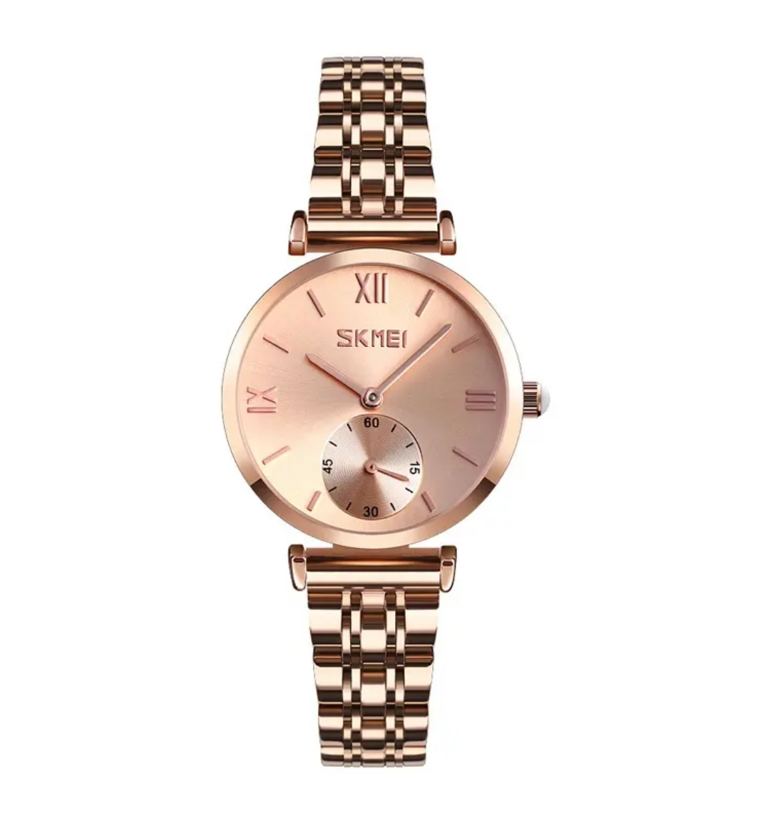 Picture of SKMEI 9198 Fashion Quartz Watch Stainless Steel Women's Bracelet Fashion  Watch Waterproof Wristwatch Clock-Rose Gold