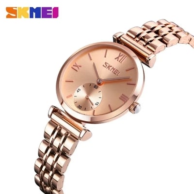 Picture of SKMEI 9198 Fashion Quartz Watch Stainless Steel Women's Bracelet Fashion  Watch Waterproof Wristwatch Clock-Rose Gold
