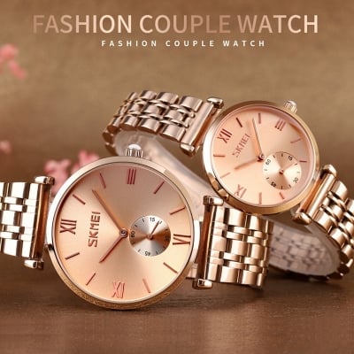 Picture of SKMEI 9198 Fashion Quartz Watch Stainless Steel Women's Bracelet Fashion  Watch Waterproof Wristwatch Clock-Rose Gold