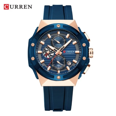 Picture of CURREN 8462 Top Luxury Quartz Men's Watch Silicone Strap Multifunctional Timing Code Classic Luminous Waterproof Men's Watch-Blue