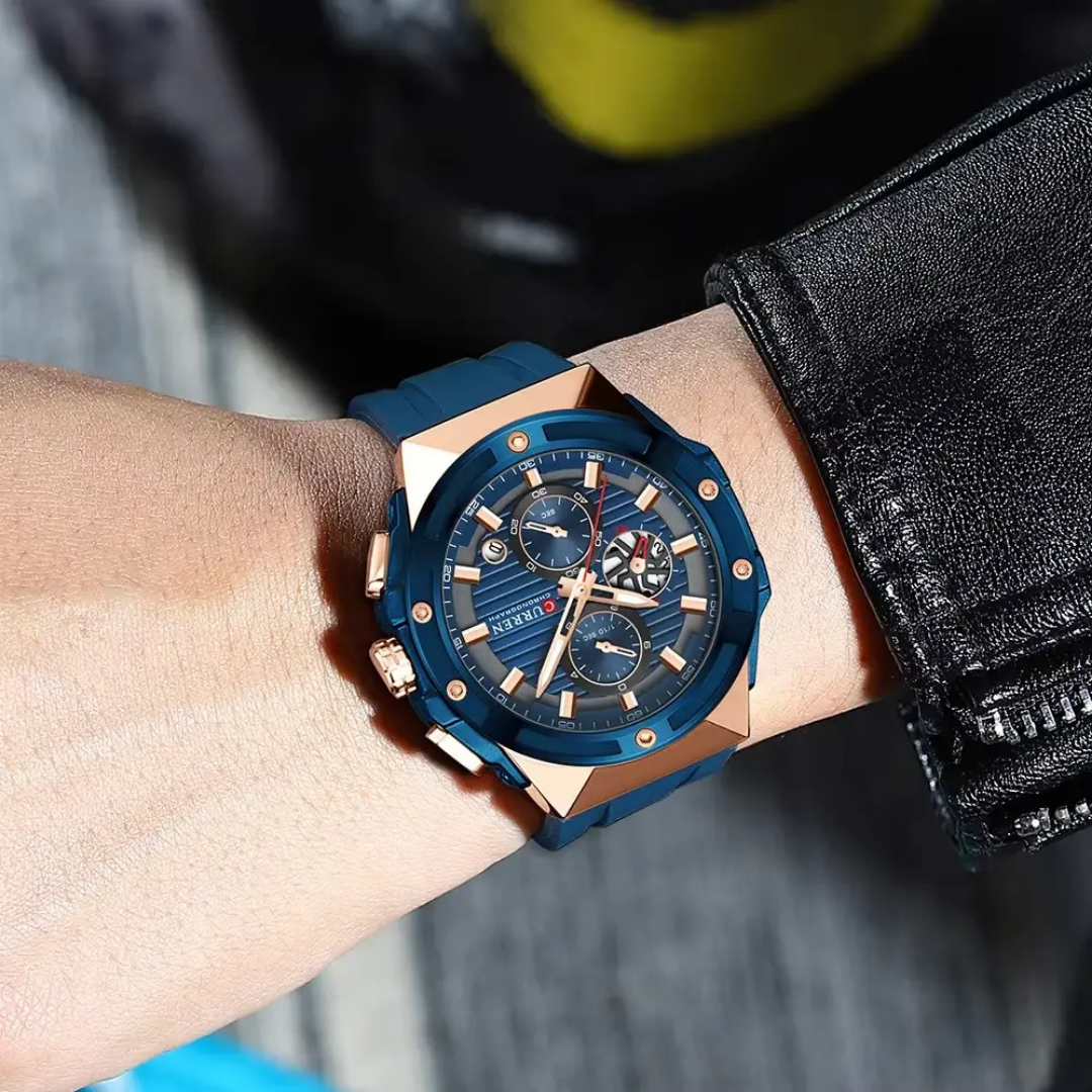 Picture of CURREN 8462 Top Luxury Quartz Men's Watch Silicone Strap Multifunctional Timing Code Classic Luminous Waterproof Men's Watch-Blue