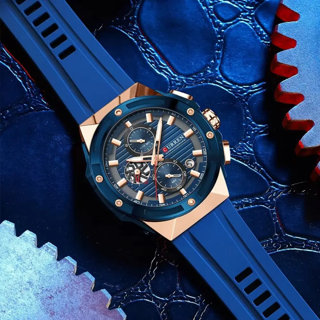 Picture of CURREN 8462 Top Luxury Quartz Men's Watch Silicone Strap Multifunctional Timing Code Classic Luminous Waterproof Men's Watch-Blue