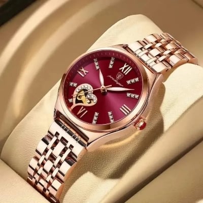 Picture of Poedagar 320 Women Watches Luxury Brand Rose Gold Ladies Wrist Watches Stainless Steel Waterproof Quarzt Wristwatch Reloj Mujer 2025-Red