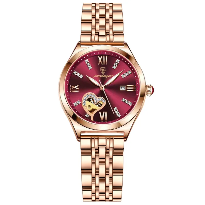Picture of Poedagar 320 Women Watches Luxury Brand Rose Gold Ladies Wrist Watches Stainless Steel Waterproof Quarzt Wristwatch Reloj Mujer 2025-Red