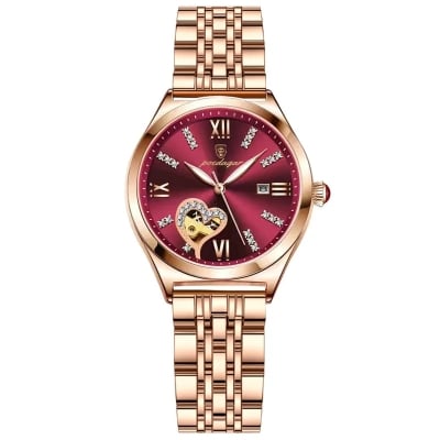 Picture of Poedagar 320 Women Watches Luxury Brand Rose Gold Ladies Wrist Watches Stainless Steel Waterproof Quarzt Wristwatch Reloj Mujer 2025-Red