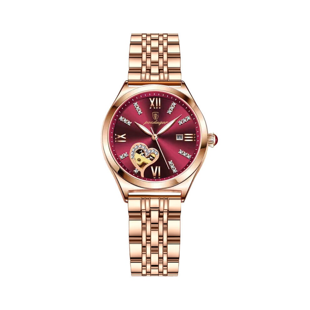 Picture of Poedagar 320 Women Watches Luxury Brand Rose Gold Ladies Wrist Watches Stainless Steel Waterproof Quarzt Wristwatch Reloj Mujer 2025-Red